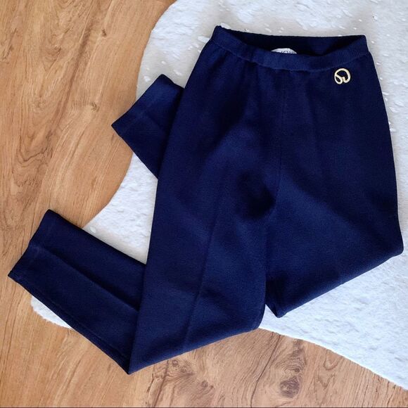 St. John Santana Knit Tapered Ankle Pants Navy Size 4 - Picture 1 of 6